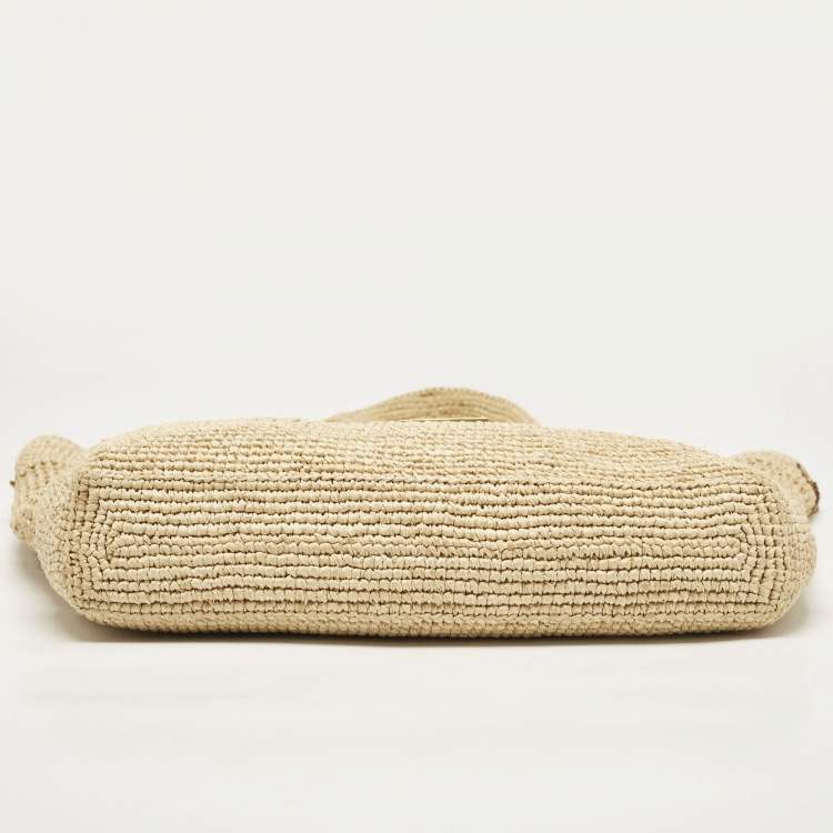 Pre Owned Saint Laurent Natural Raffia ICare Tote