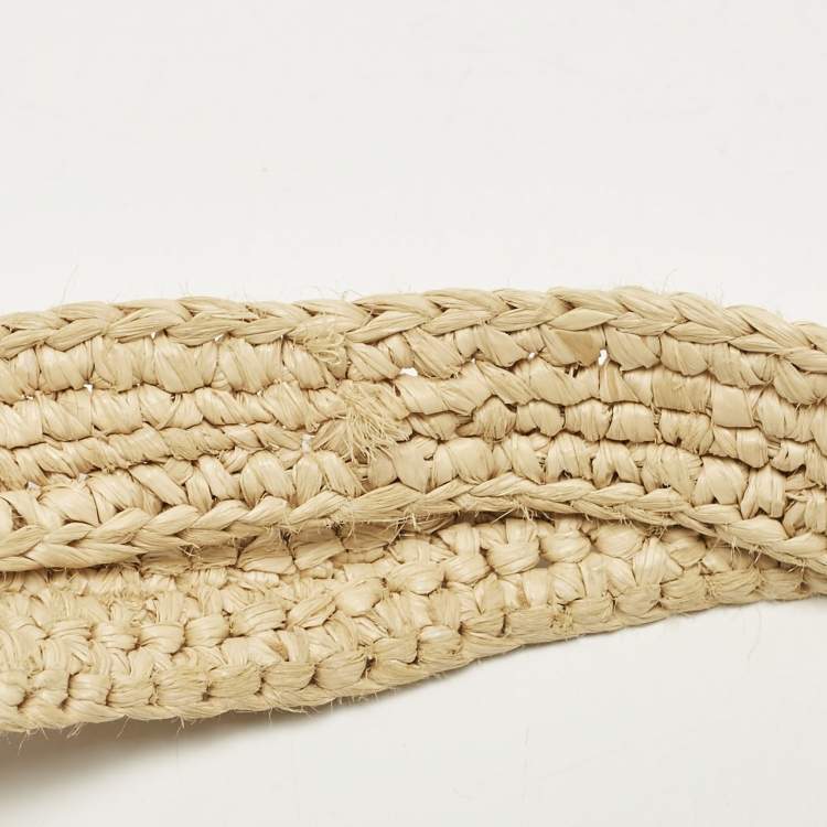 Pre Owned Saint Laurent Natural Raffia ICare Tote