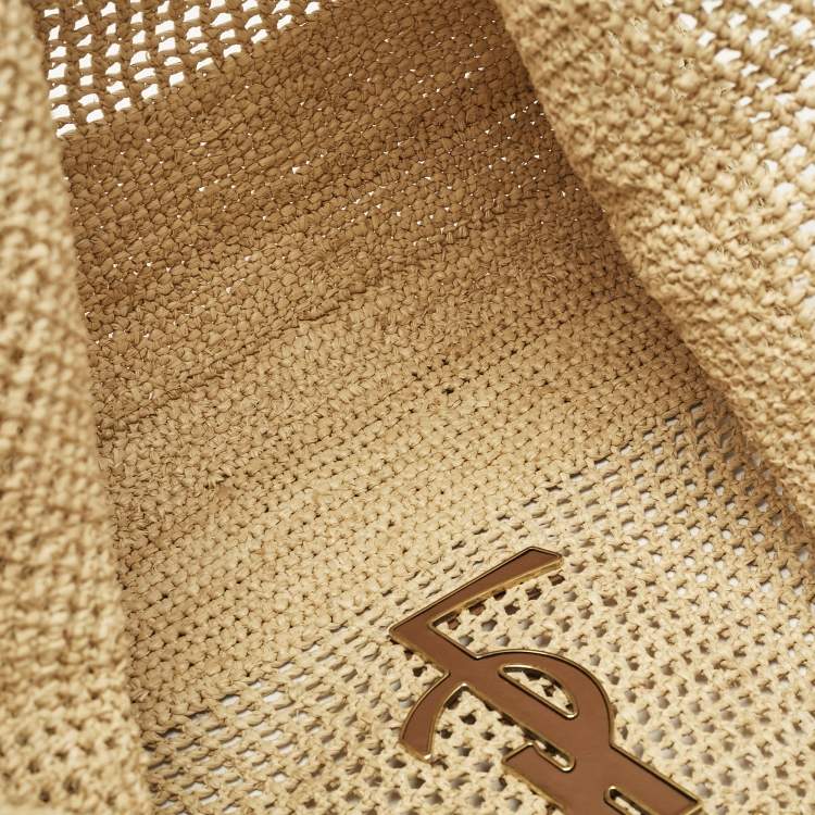 Pre Owned Saint Laurent Natural Raffia ICare Tote