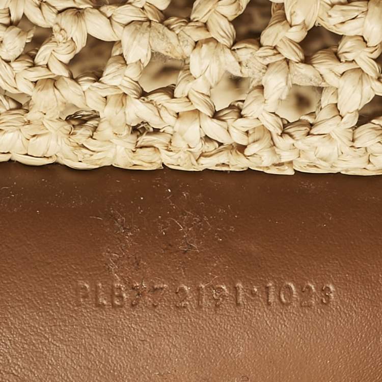 Pre Owned Saint Laurent Natural Raffia ICare Tote