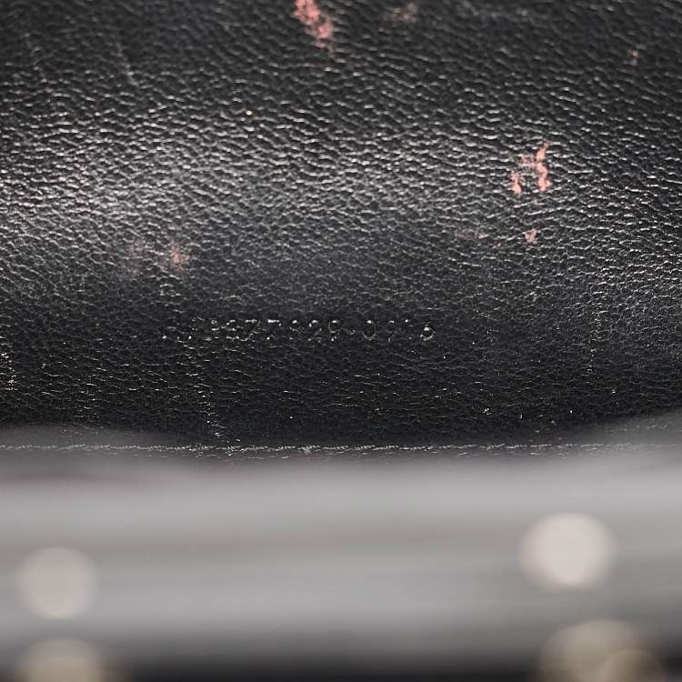 Pre Owned Saint Laurent Black Croc Embossed Leather Monogram Wallet On Chain