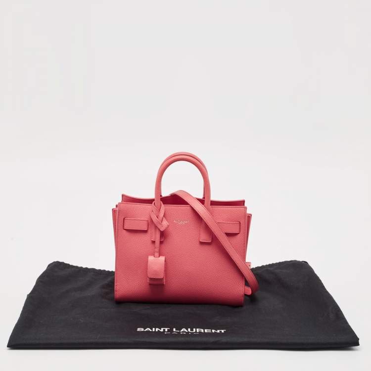 Pre Owned Saint Laurent Dark Pink Leather Nano Classic Sac De Jour Tote