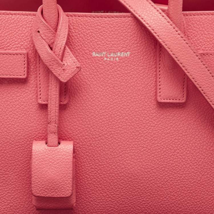 Pre Owned Saint Laurent Dark Pink Leather Nano Classic Sac De Jour Tote