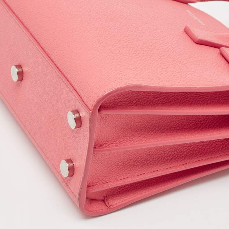 Pre Owned Saint Laurent Dark Pink Leather Nano Classic Sac De Jour Tote