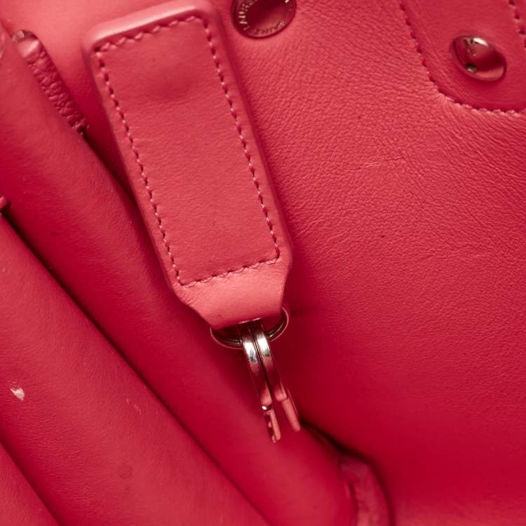 Pre Owned Saint Laurent Dark Pink Leather Nano Classic Sac De Jour Tote