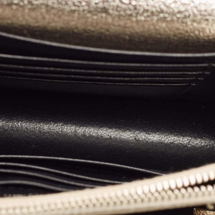 Pre Owned Saint Laurent Gold Textured Leather Mini Sunset Chain Bag