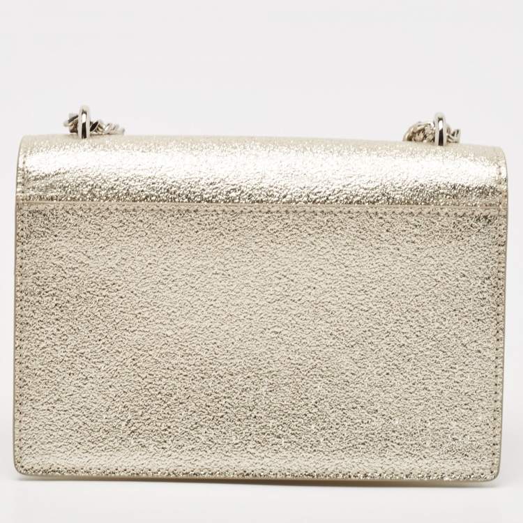 Pre Owned Saint Laurent Gold Textured Leather Mini Sunset Chain Bag