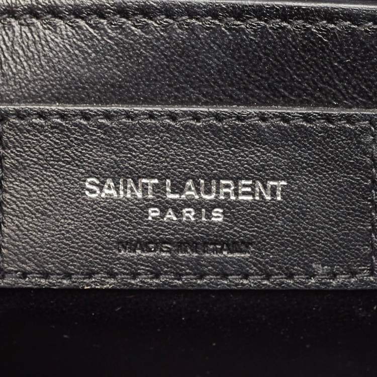 Pre Owned Saint Laurent Black Croc Embossed Leather Small Kate Tassel Shoulder Bag