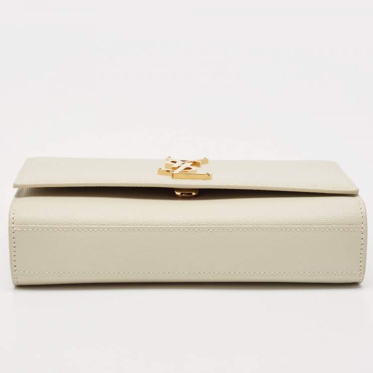 Pre Owned Saint Laurent Off White Leather Small Kate Shoulder Bag