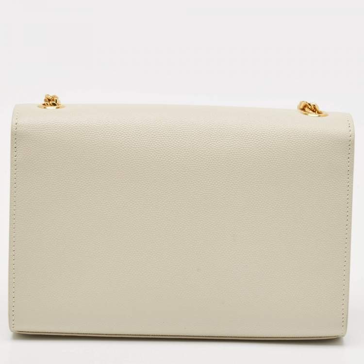 Pre Owned Saint Laurent Off White Leather Small Kate Shoulder Bag