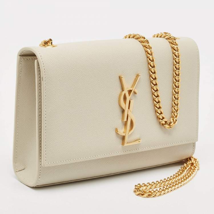 Pre Owned Saint Laurent Off White Leather Small Kate Shoulder Bag