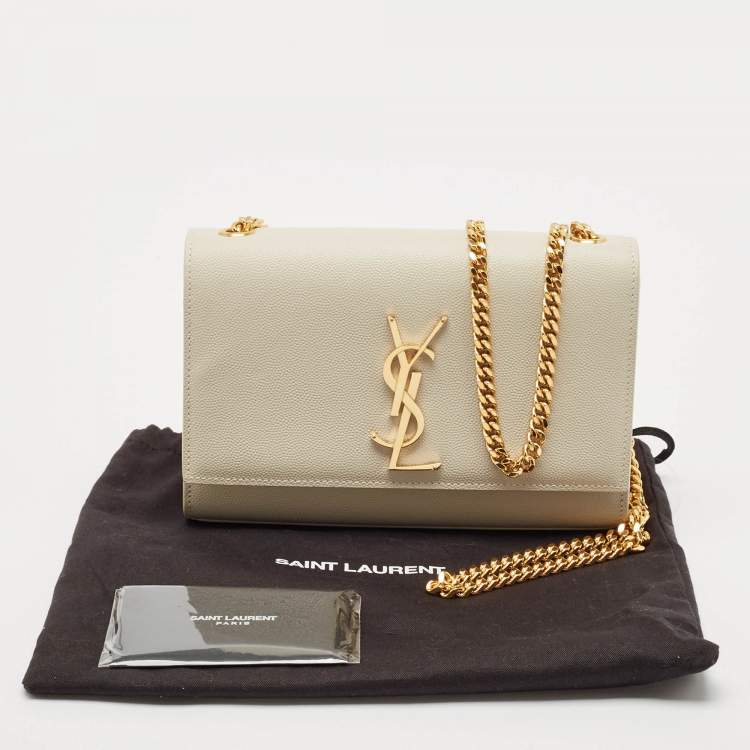 Pre Owned Saint Laurent Off White Leather Small Kate Shoulder Bag