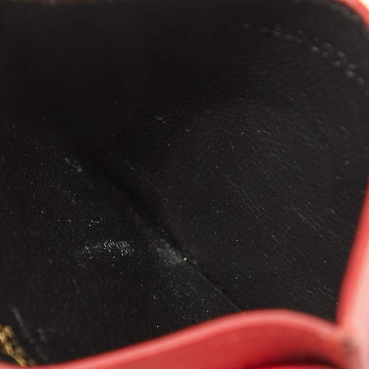 Pre Owned Saint Laurent Red Matelassé Leather Monogram Card Holder