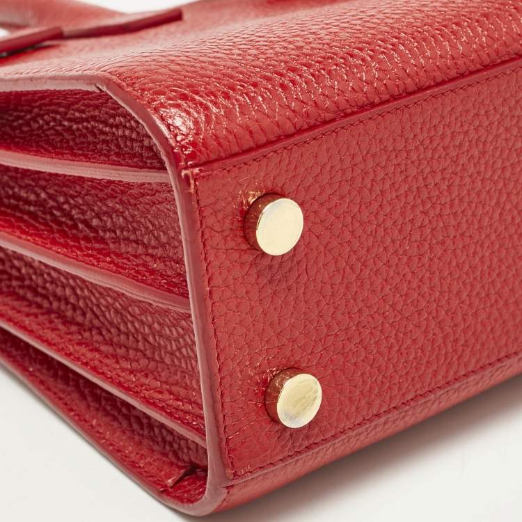 Pre Owned Saint Laurent Red Leather Nano Classic Sac De Jour Tote