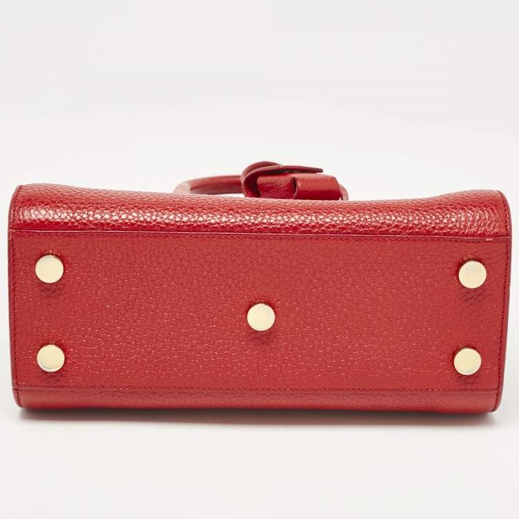 Pre Owned Saint Laurent Red Leather Nano Classic Sac De Jour Tote