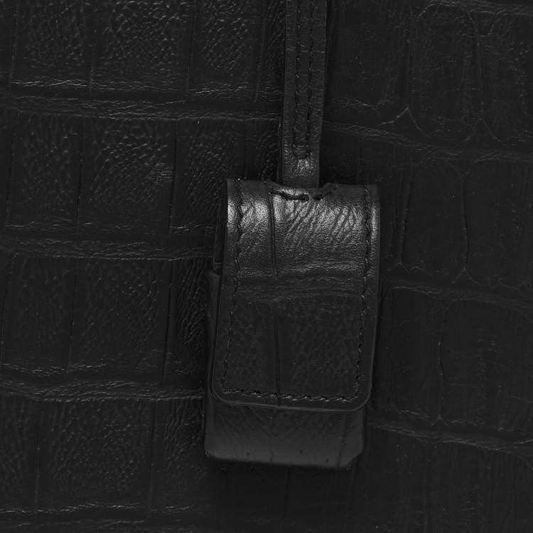 Pre Owned Saint Laurent Black Croc Embossed Leather Small Classic Sac De Jour Tote