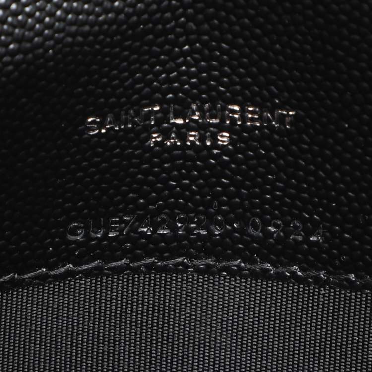 Pre Owned Saint Laurent Black Cassandre Matelassé Leather Wallet On Chain
