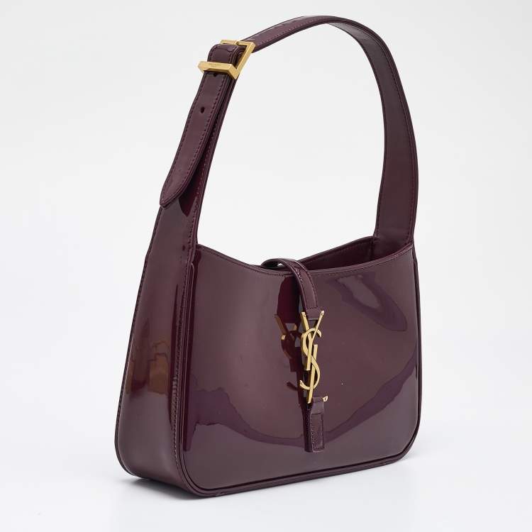 مملوكة مسبقًا Saint Laurent Burgundy Patent Leather LE 5 À 7 Shoulder Bag