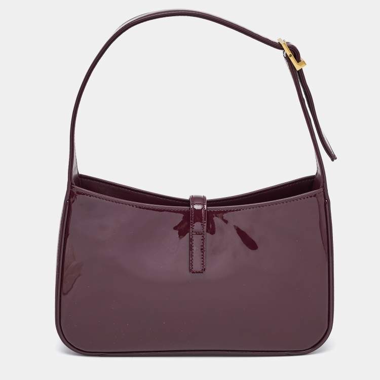 مملوكة مسبقًا Saint Laurent Burgundy Patent Leather LE 5 À 7 Shoulder Bag