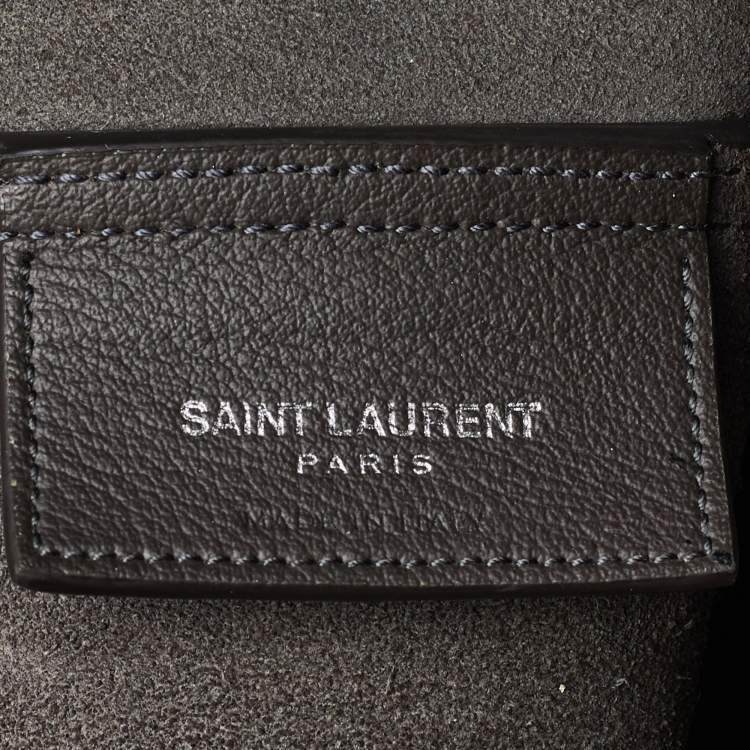 مملوكة مسبقًا Saint Laurent Grey Leather Fringe E/W Shopping Tote
