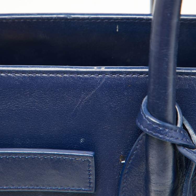 Pre Owned Saint Laurent Navy Blue Leather Small Classic Sac De Jour Tote