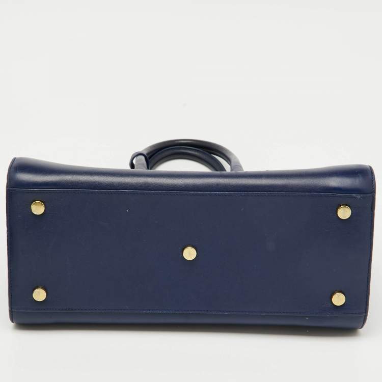 Pre Owned Saint Laurent Navy Blue Leather Small Classic Sac De Jour Tote