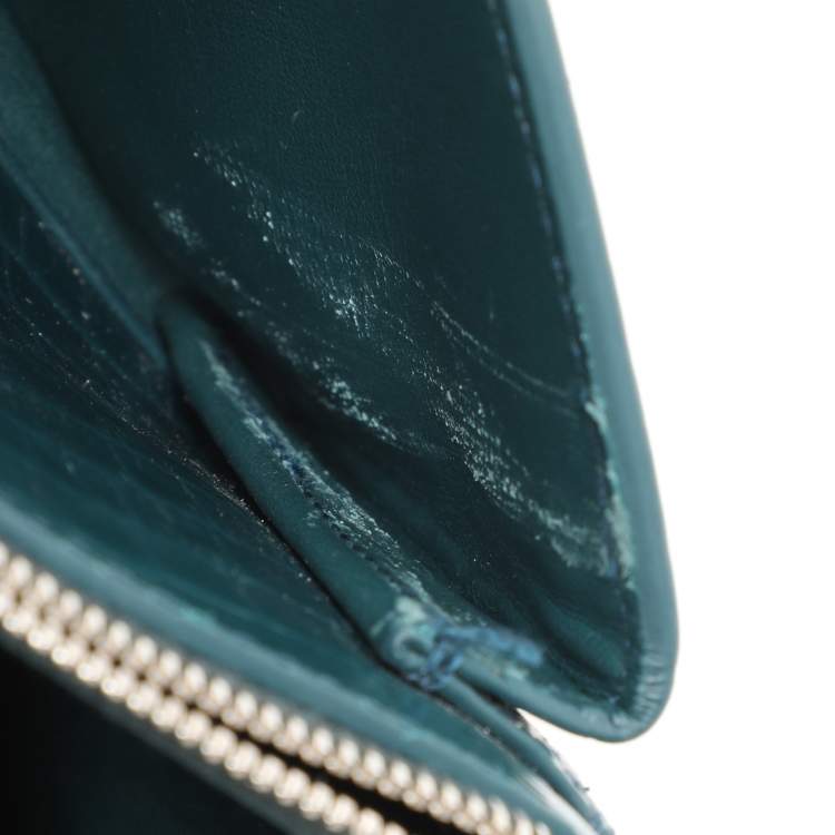 Pre Owned Saint Laurent Paris Green Croc Embossed Leather Sunset Crossbody Bag