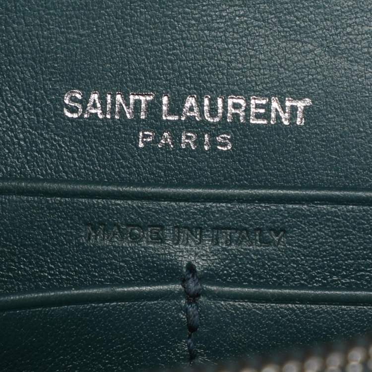 Pre Owned Saint Laurent Paris Green Croc Embossed Leather Sunset Crossbody Bag