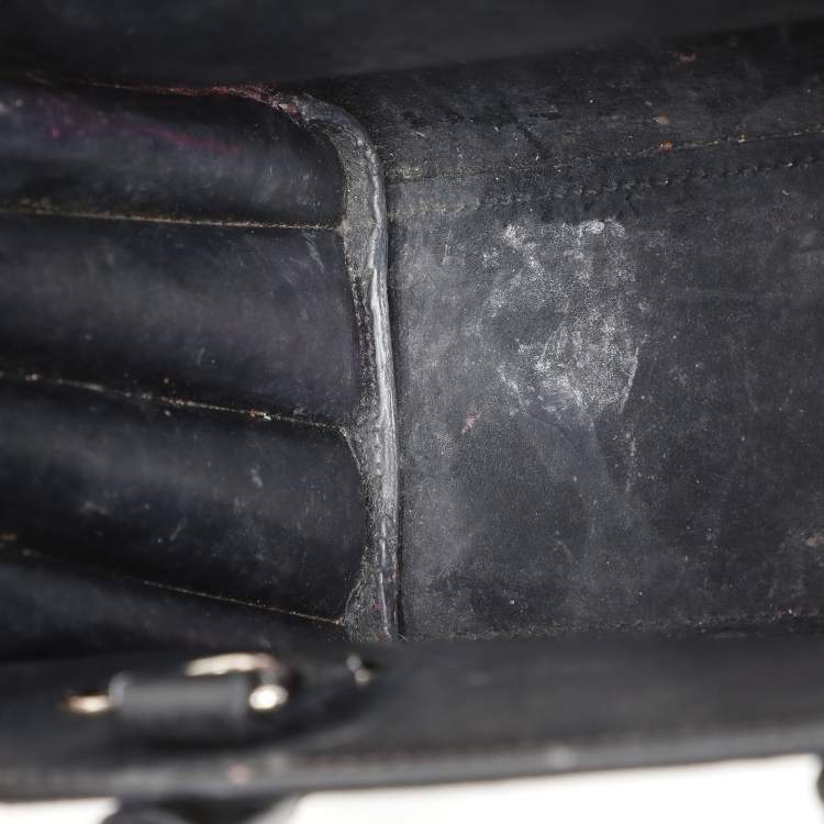 Pre Owned Saint Laurent Black Croc Embossed Leather Nano Classic Sac De Jour Tote