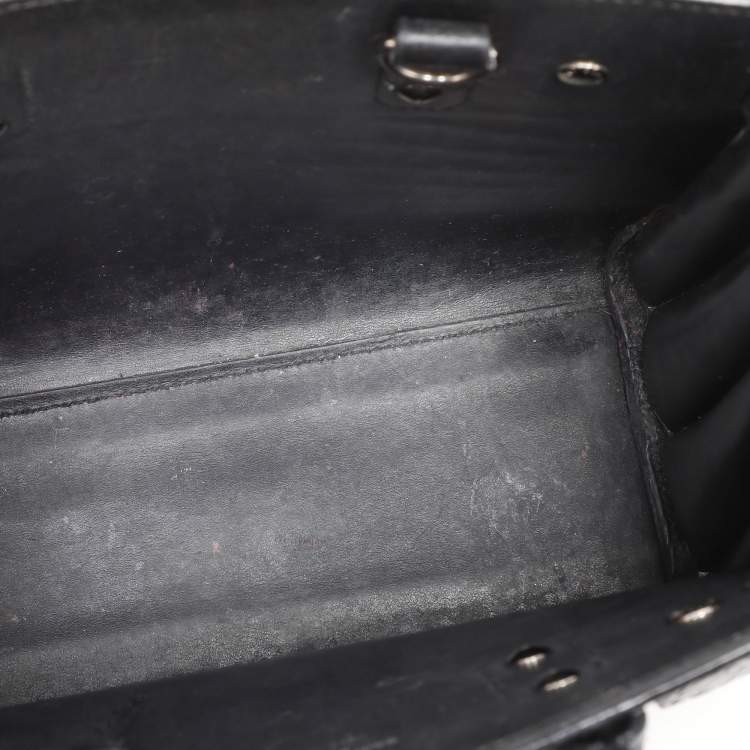 Pre Owned Saint Laurent Black Croc Embossed Leather Nano Classic Sac De Jour Tote