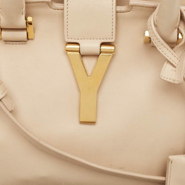 Pre Owned Saint Laurent Beige Leather Small Cabas Chyc Tote
