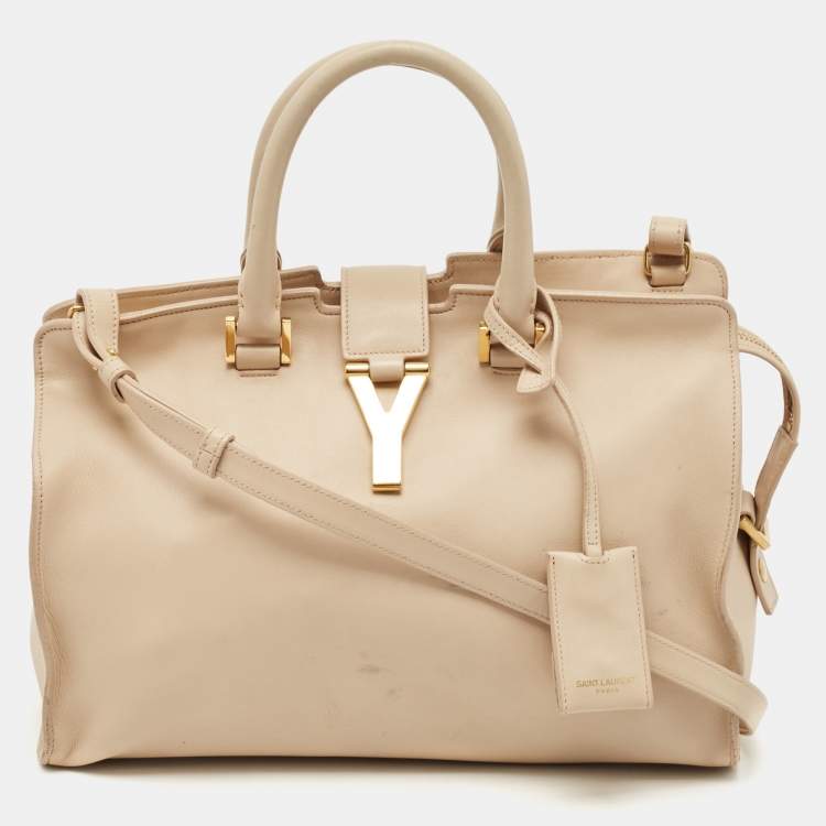 Pre Owned Saint Laurent Beige Leather Small Cabas Chyc Tote