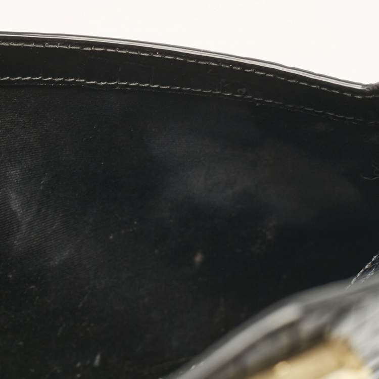 مملوكة مسبقًا Saint Laurent Black Croc Embossed Leather Uptown Clutch