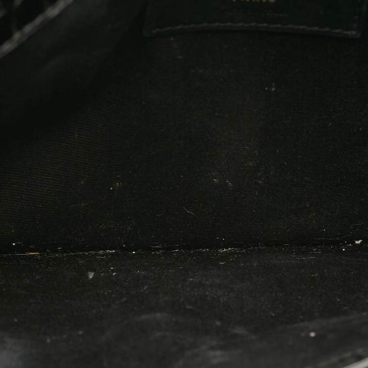 مملوكة مسبقًا Saint Laurent Black Croc Embossed Leather Uptown Clutch