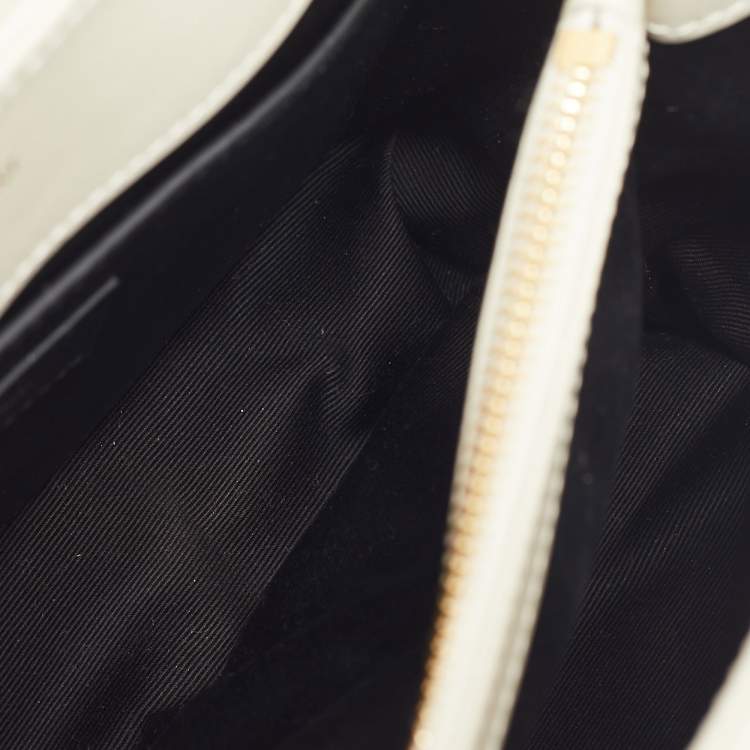 Pre Owned Saint Laurent White Matelassé Leather Small Loulou Shoulder Bag