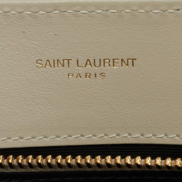 Pre Owned Saint Laurent White Matelassé Leather Small Loulou Shoulder Bag