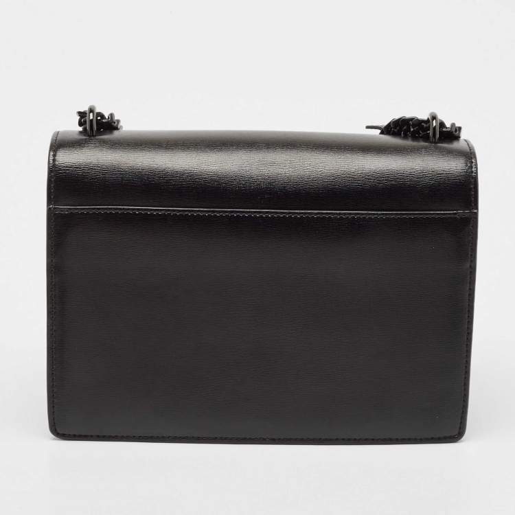 Pre Owned Saint Laurent Black Leather Medium Sunset Chain Shoulder Bag