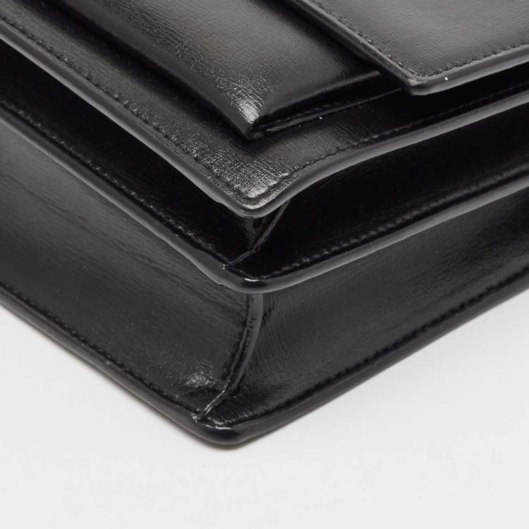 Pre Owned Saint Laurent Black Leather Medium Sunset Chain Shoulder Bag