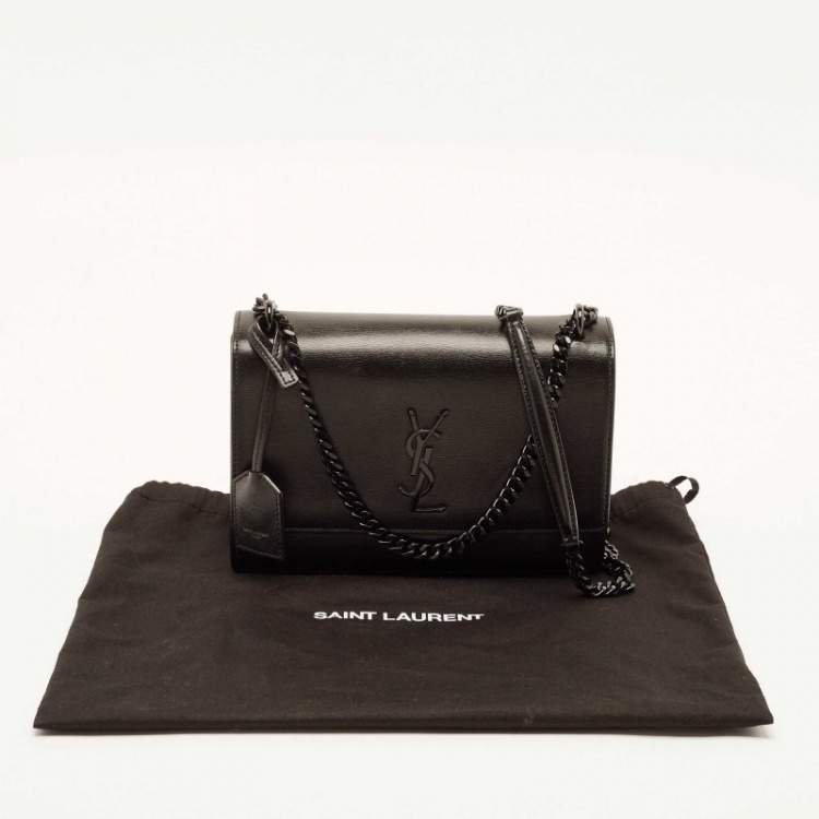 Pre Owned Saint Laurent Black Leather Medium Sunset Chain Shoulder Bag