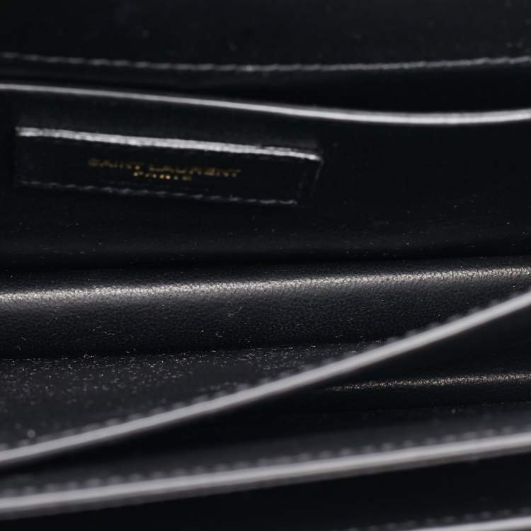 Pre Owned Saint Laurent Black Leather Medium Sunset Flap Shoulder Bag