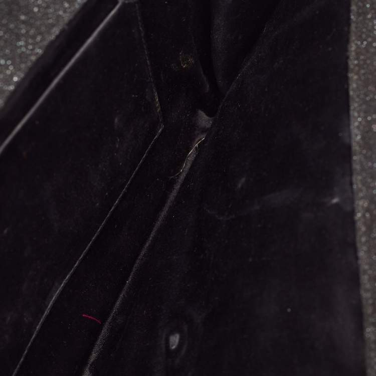 Pre Owned Saint Laurent Textured Suede Y Line Clutch