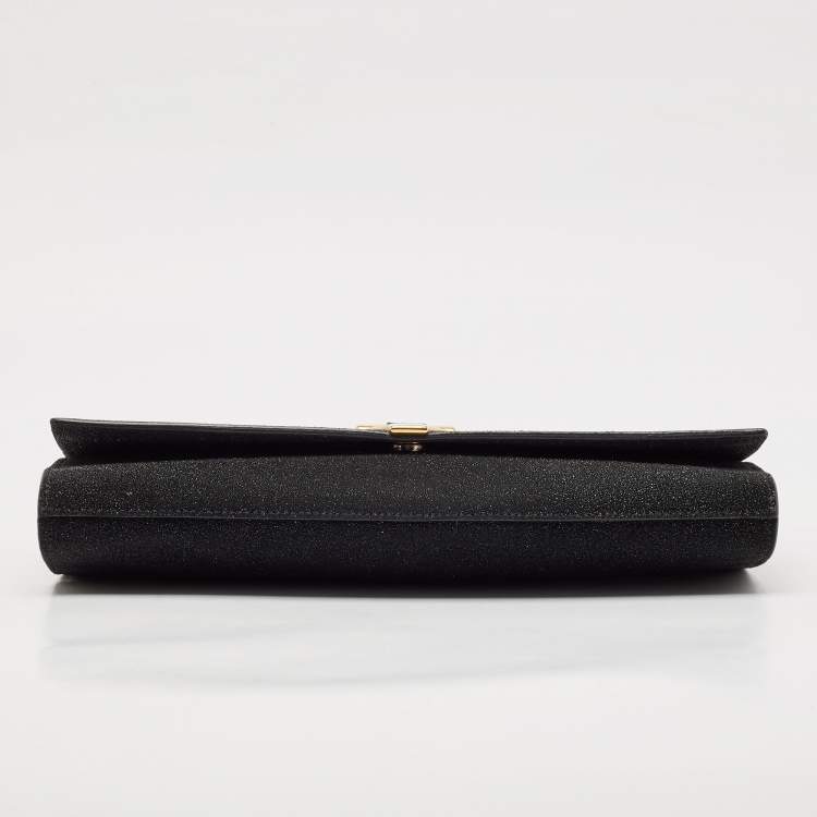 Pre Owned Saint Laurent Textured Suede Y Line Clutch
