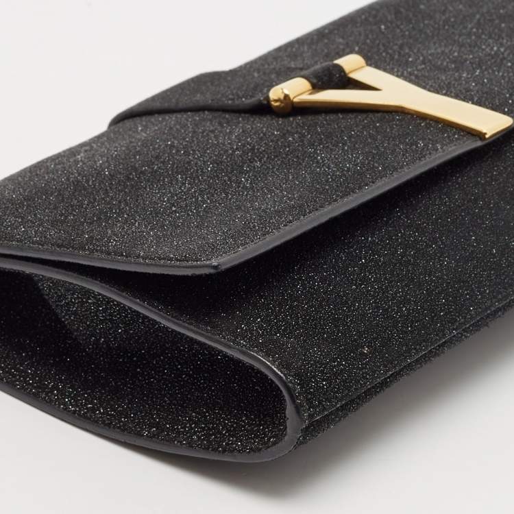Pre Owned Saint Laurent Textured Suede Y Line Clutch
