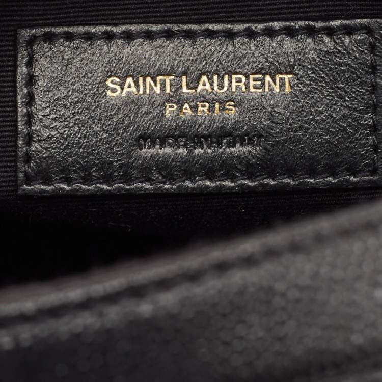 Pre Owned Saint Laurent Black Quilted Leather Monogram Round Chain Bag