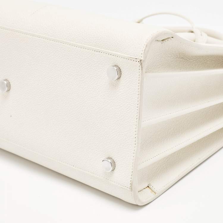 Pre Owned Saint Laurent Off White Leather Small Classic Sac De Jour Tote