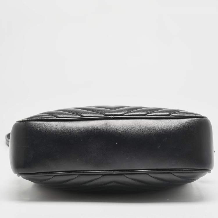 Pre Owned Saint Laurent Black Matelassé Leather Lou Camera Crossbody Bag