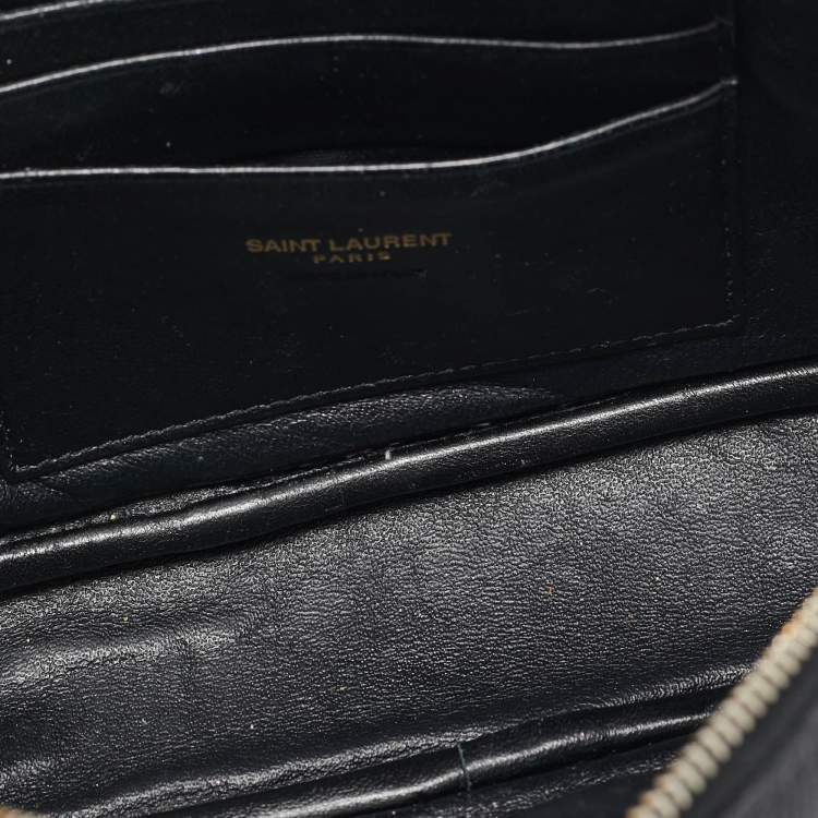 Pre Owned Saint Laurent Black Matelassé Leather Mini Lou Camera Bag