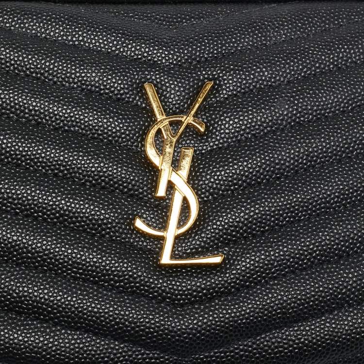 Pre Owned Saint Laurent Black Matelassé Leather Mini Lou Camera Bag