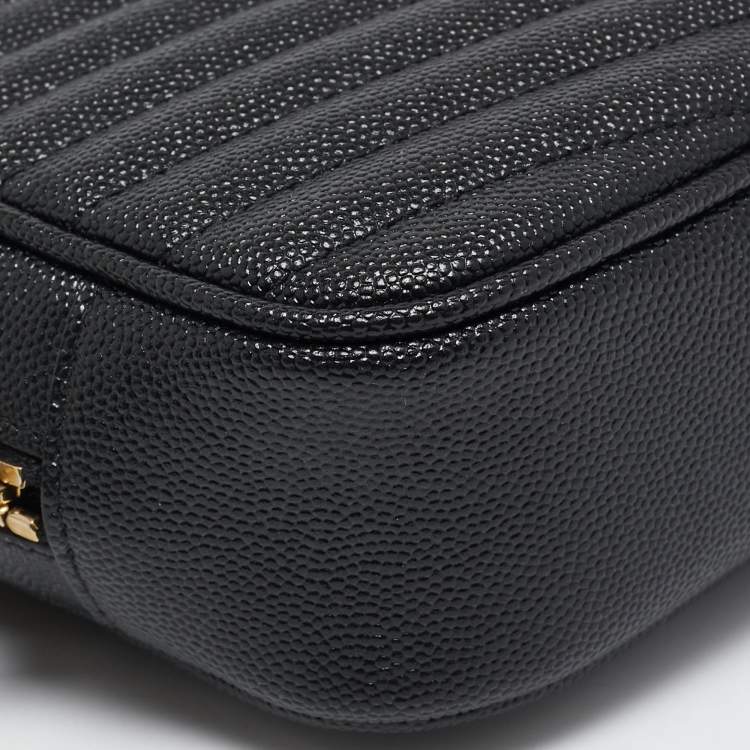 Pre Owned Saint Laurent Black Matelassé Leather Mini Lou Camera Bag