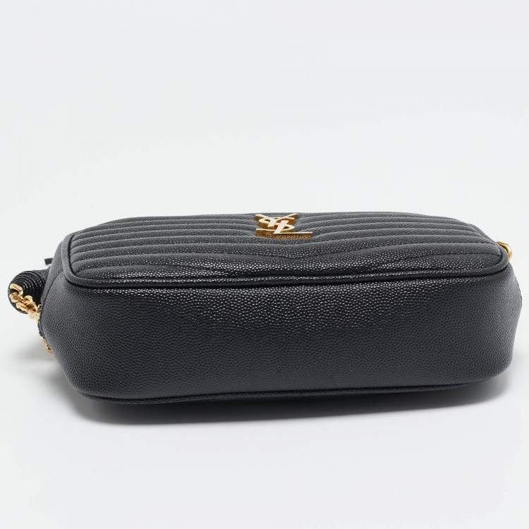 Pre Owned Saint Laurent Black Matelassé Leather Mini Lou Camera Bag